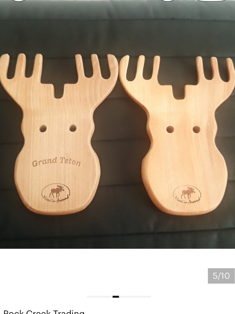 Moosin Around Wooden Moose Salad Server Set Brown 10" Utensil